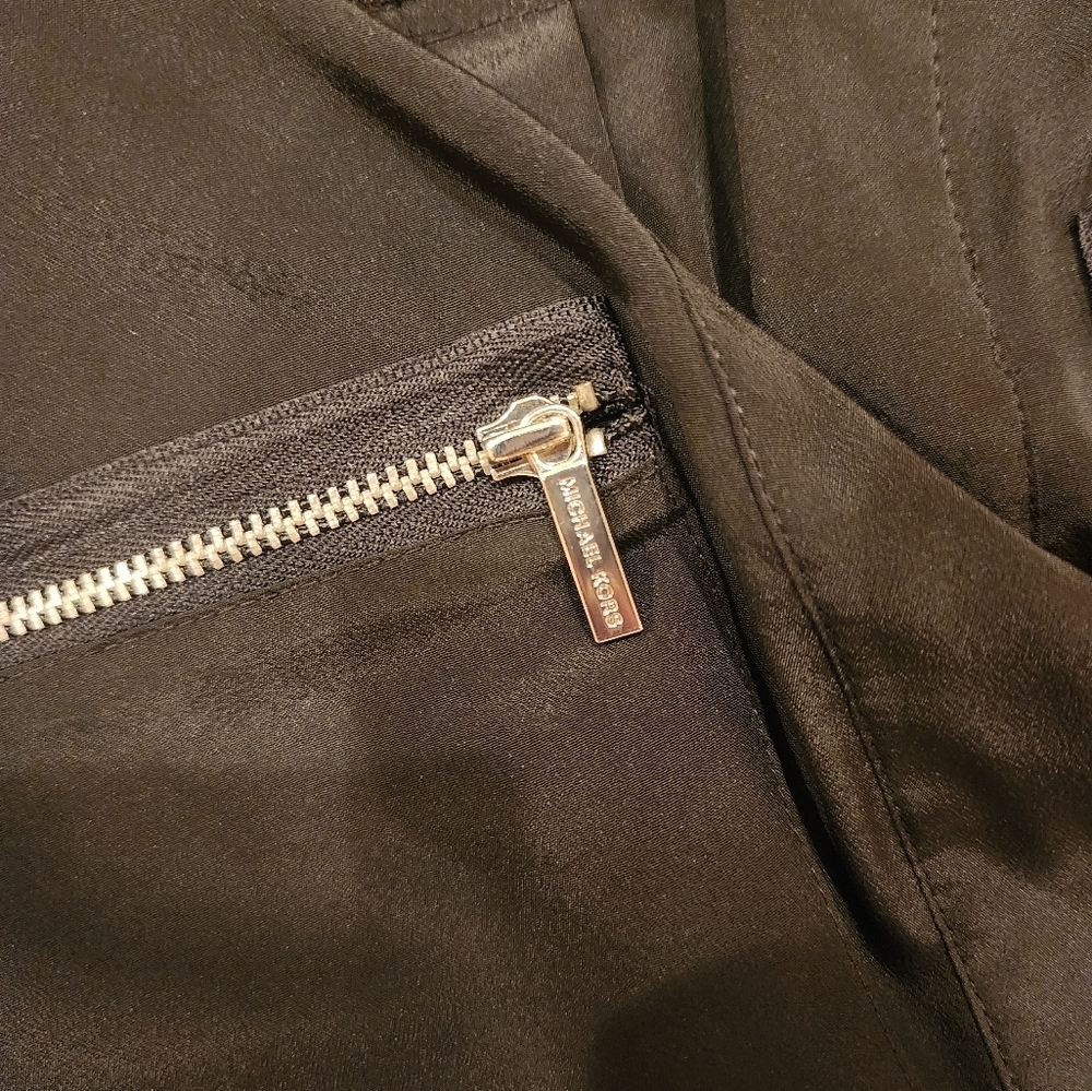Michael Kors Black Zipper-Pocket Long Sleeve Blouse Size 6 - Picture 6 of 11